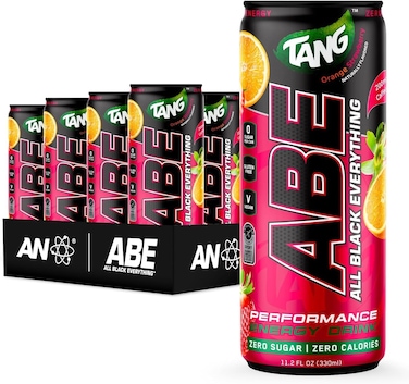 Applied Nutrition ABE Pre Workout Cans - All Black Everything Energy + Performance Drink, ABE Carbonated Beverage Sugar Free with Caffeine (Pack of 12 Cans x 330ml) (Tang Strawberry)