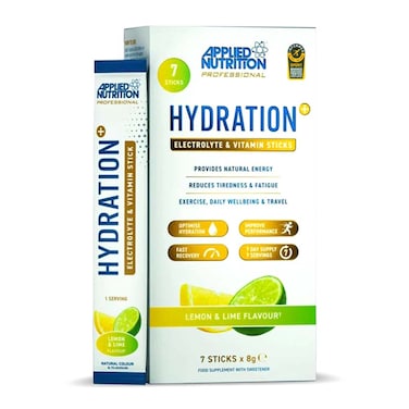 Applied Nutrition Hydration+ Electrolyte &amp; Vitamin Sticks, Lemon Lime, 7 Packs