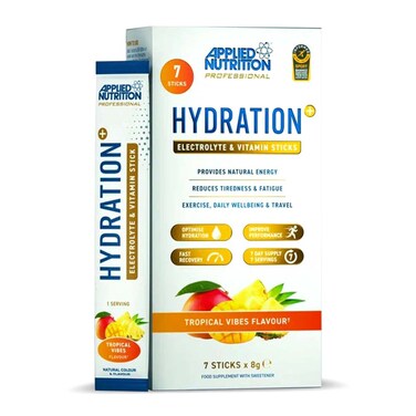 Applied Nutrition Hydration+ Electrolyte &amp; Vitamin Sticks, Tropical Vibes, 7 Packs