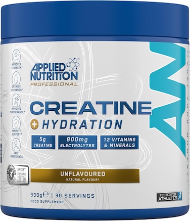 Applied Nutrition Creatine Monohydrate + Powder for Rehydration - Pre Workout Booster Creatine Monohydrate with Electrolytes &amp; Vitamins - 330 g (Pack of 1) (unflavored)