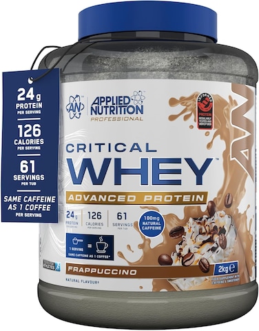 Applied Nutrition Critical Whey Protein Powder &ndash; 24g Protein per Serving, High Protein Powder, Protein Shake with BCAAs &amp; Glutamine, Muscle Growth &amp; Recovery (2Kg - 61 Servings) (Frappuccino)