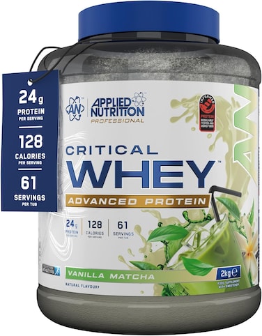 Applied Nutrition Critical Whey Protein Powder &ndash; 24g Protein per Serving, High Protein Powder, Protein Shake with BCAAs &amp; Glutamine, Muscle Growth &amp; Recovery (2Kg - 61 Servings) (Vanilla Matcha)
