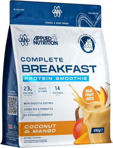 Applied Nutrition - Complete Breakfast Smoothie - (490g &ndash; 14 Servings) (Coconut &amp; Mango) 23g Protein - Best Breakfast Shake