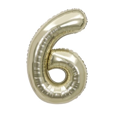 White Gold Foil Balloon Number 6 34