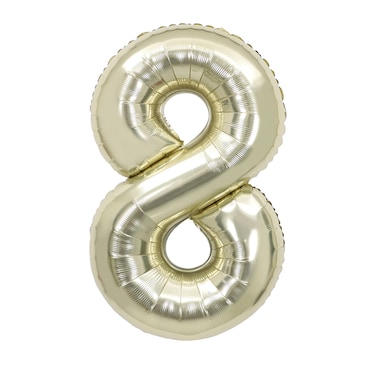 White Gold Foil Balloon Number 8 33