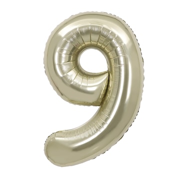 White Gold Foil Balloon Number 9 35