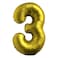 Chrome Gold Foil Balloon Number 3 33