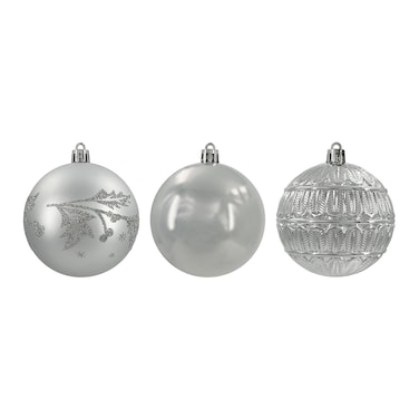 Chrirmas Designer Baubles Silver 8cm 6Pcs/Box