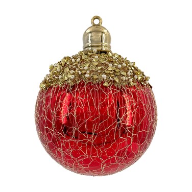 Chrirmas Designer Baubles Red 8cm 4Pcs/Box