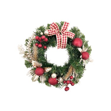 Christmas Decorated Wreath Red/Gold 30cm