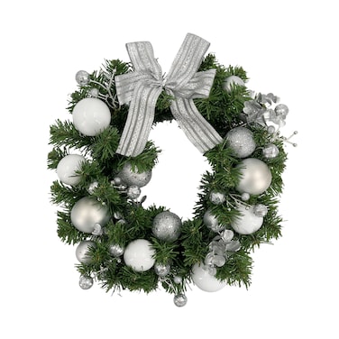 Christmas Decorated Wreath Silver 40cm