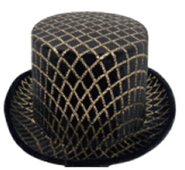 Black/Gold Sequins Top Hat