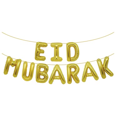 Eid Mubarak Foil Balloon Set Gold 14'' 2m
