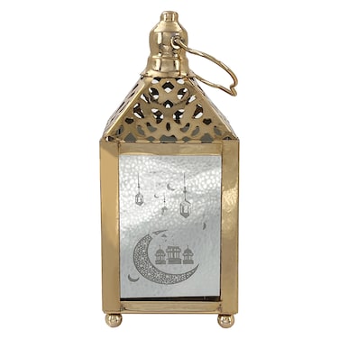 Eid Metal Lantern with Lights 7x7x15cm