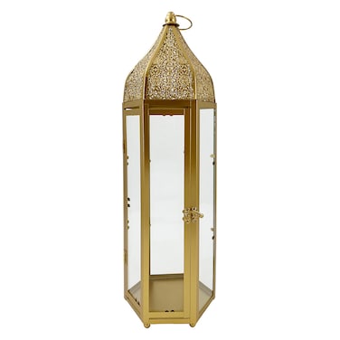Eid Lantern Candle Holder Gold 16.9x16.9x57cm