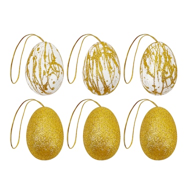 Easter Decorated Eggs Assorted Gold 6cm 12Pcs/Pk