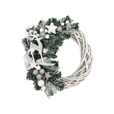Rattan Wreath White 30cm