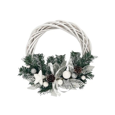 Rattan Wreath White 25cm