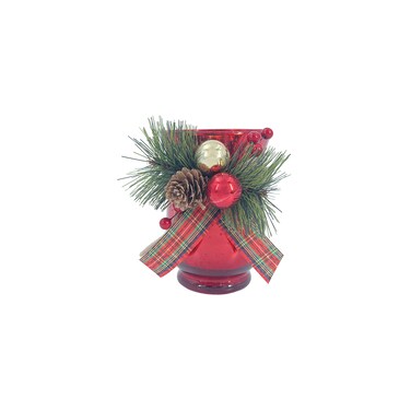 Decorated Glass Candle Holder Red 15cm