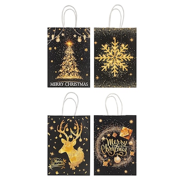 Noir Luxe Kraft Bags Asst. 15x8x21cm 8Pcs/Pk