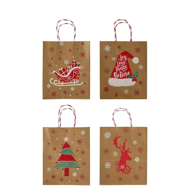 Rustic Cheer Kraft Bags Asst. Medium 22x11x27cm 6Pcs/Pk