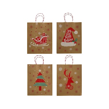 Rustic Cheer Kraft Bags Asst. Large 26x12x32cm 4Pcs/Pk