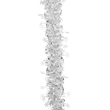 Tinsel Garland with Snowflake White/Silver 7x200cm
