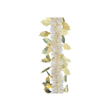 Tinsel Garland with Leaves White/Gold 6x200cm