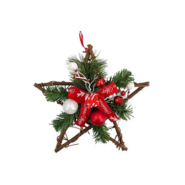 Hanging Rattan Star Red 30x11x30cm