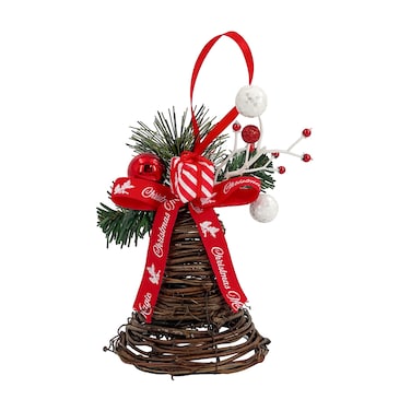 Hanging Rattan Bell Red 10x10x20cm