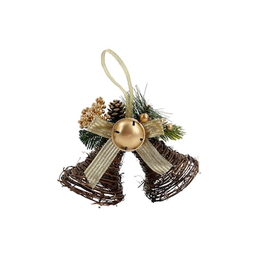 Hanging Rattan Bells Gold 21x11x20cm