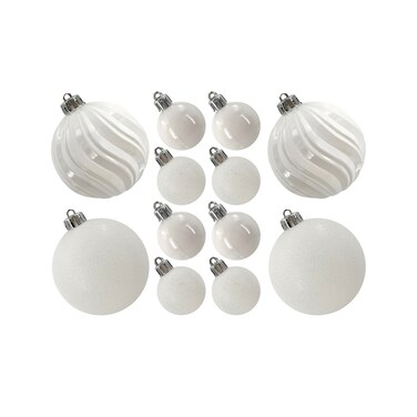 Designer Baubles Gift Set White 4 &amp; 8cm Mixed 20Pcs/Box