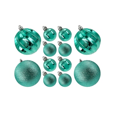 Designer Baubles Gift Set Turquoise 4 &amp; 8cm Mixed 20Pcs/Box