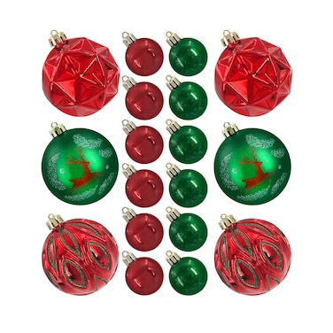 Designer Baubles Gift SetRed/Green 4 &amp; 8cm Mixed 30Pcs/Box