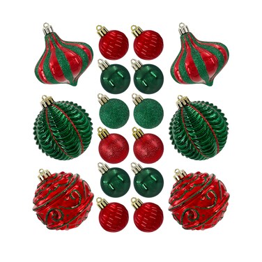 Designer Baubles Gift Set Red/Green 4 &amp; 8cm Mixed 30Pcs/Box