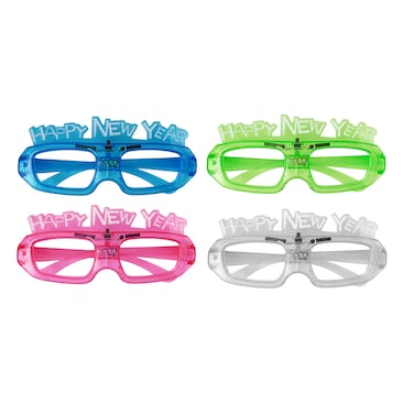 Happy New Year LED Glasses Pack of 1, Assorted colors.
