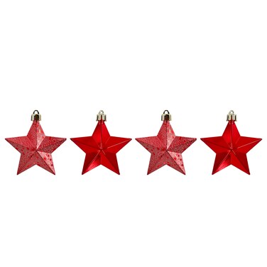 Hanging Stars Red 8cm 4Pcs/Box