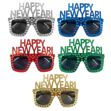 Happy New Year Glasses Pack of 1, Assorted colors.