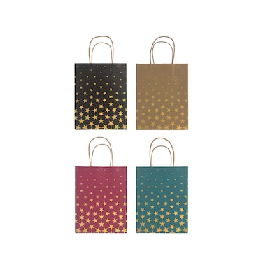 Golden Glow Kraft Bags Asst. Medium 18x10x23cm 6Pcs/Pk