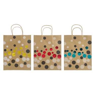 Confetti Sparkle Kraft Bags Asst. Large 24.5x10.5x31cm 4Pcs/Pk