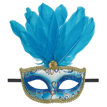 Feathered Eye Mask Blue Adult Size