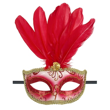 Feathered Eye Mask Red Adult Size