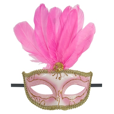 Feathered Eye Mask Pink Adult Size