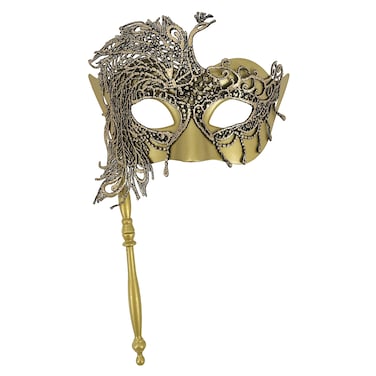 Deluxe Eye Mask with Stick Gold