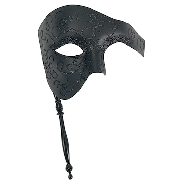 Plastic Eye Mask with Stick Black