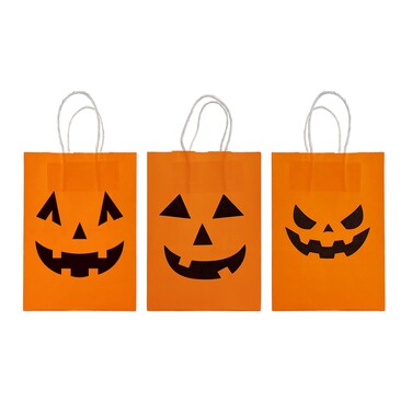 Jack-O-Lantern Gift Bags Asst. 15x.8x21cm 8Pcs/Pk