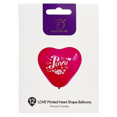 12-Pack 10" Red 'LOVE' Heart Balloons &ndash; Printed Romantic Balloons for Valentine&rsquo;s Day &amp; Proposals