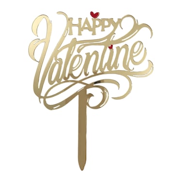 Valentine Cake Topper 10x12.5cm &ndash; Festive 'Valentine&rsquo;s Day' Dessert Decoration for Cakes &amp; Cupcakes