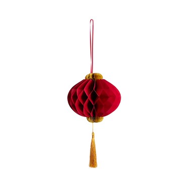 2-Pack Medium Red Paper Lanterns 19.5x37cm &ndash; Traditional CNY Hanging Decor for Home &amp; Parties