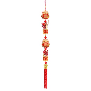 115cm Extra Long Hanging Decoration 14x115cm &ndash; Red &amp; Gold CNY Banner for Grand Festive Displays